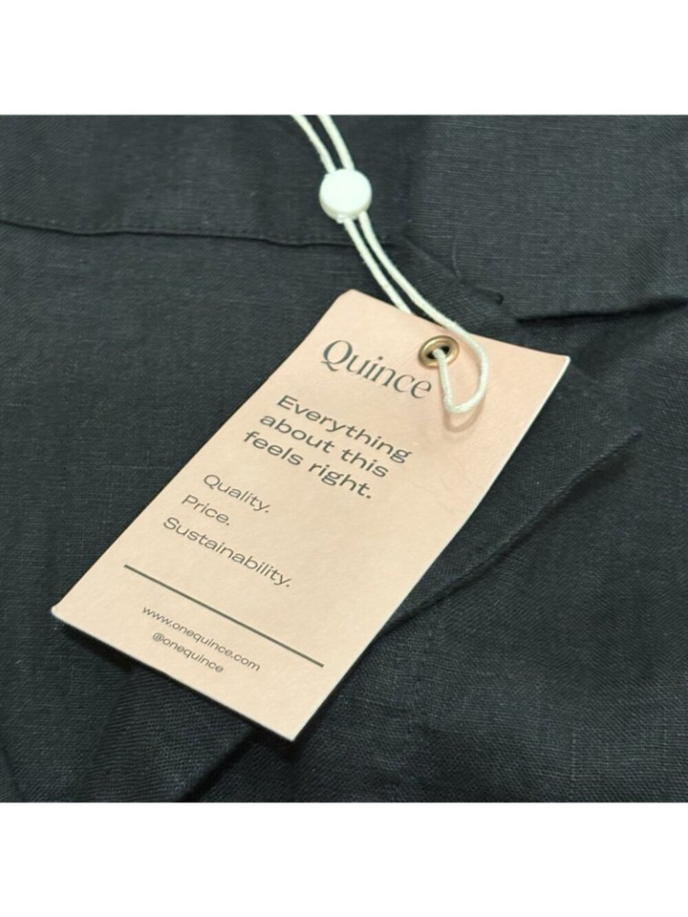Quince Womens 100% Organic Linen Short Sleeve Shirt Black XL Button Down Boxy - Picture 5 of 5